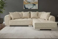 Modernes XXL Ecksofa DECADENCIA 320cm beige Samt Bigsofa inkl. Kissen