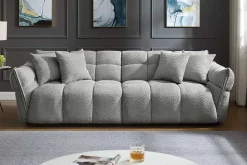 Modernes XXL Sofa CLOUD 260cm grau Bouclé Bigsofa Federkern inkl. Kissen