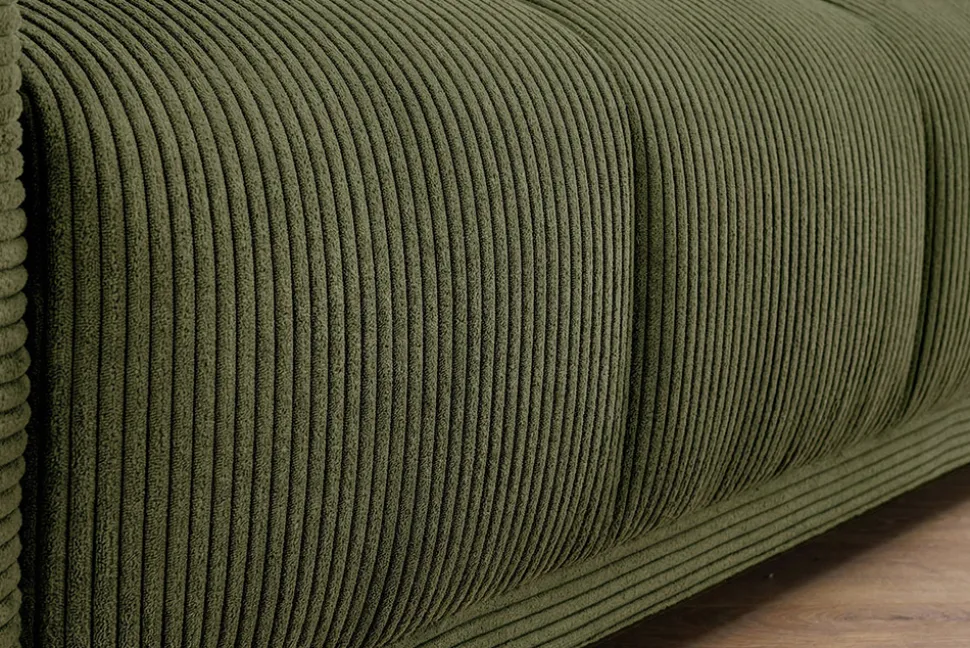 Modernes XXL Sofa ELEGANCIA 285cm grün Cord Federkern inklusive Kissen Bigsofa