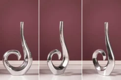 Moderne Vase WAVE 47cm silber Aluminium poliert Dekoration