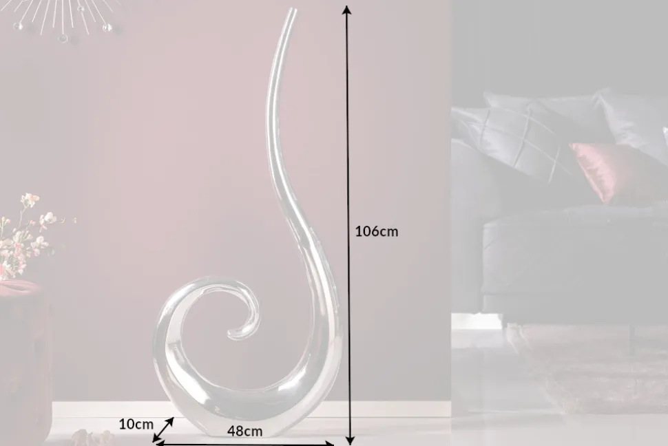 Moderne Vase WAVE XL 106cm silber Aluminium poliert Dekoration
