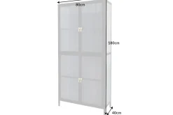 Moderne Vitrine AMSTERDAM 180cm schwarz gold Riffelglas Metall Highboard Schrank