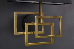 Moderne Wandleuchte ATLANTIS 44cm gold Stoffschirm schwarz Lampe