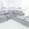 Moderne Wohnlandschaft KENT 220cm anthrazit Ecksofa Federkern inkl. Hocker und Kissen
