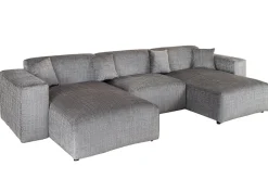 Moderne XXL Wohnlandschaft SIGNATUR 370cm grau Chenille Cremona U-Form Sofa inkl. Kissen