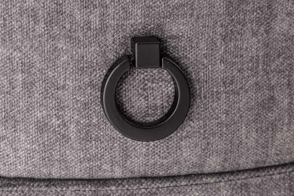 Nachttisch SIGNUM 55cm oval grau Vogue Seiden Samtstoff inkl. Beleuchtung Schubladen