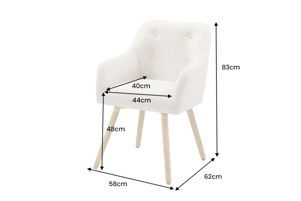 Nordischer Stuhl SCANDINAVIA MEISTERSTÜCK beige natur Strukturstoff Massivholzbeine