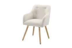 Nordischer Stuhl SCANDINAVIA MEISTERSTÜCK beige natur Strukturstoff Massivholzbeine