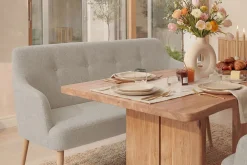 Nordische Sitzbank SCANDINAVIA MEISTERSTÜCK 115cm beige natur Massivholz mit Armlehne