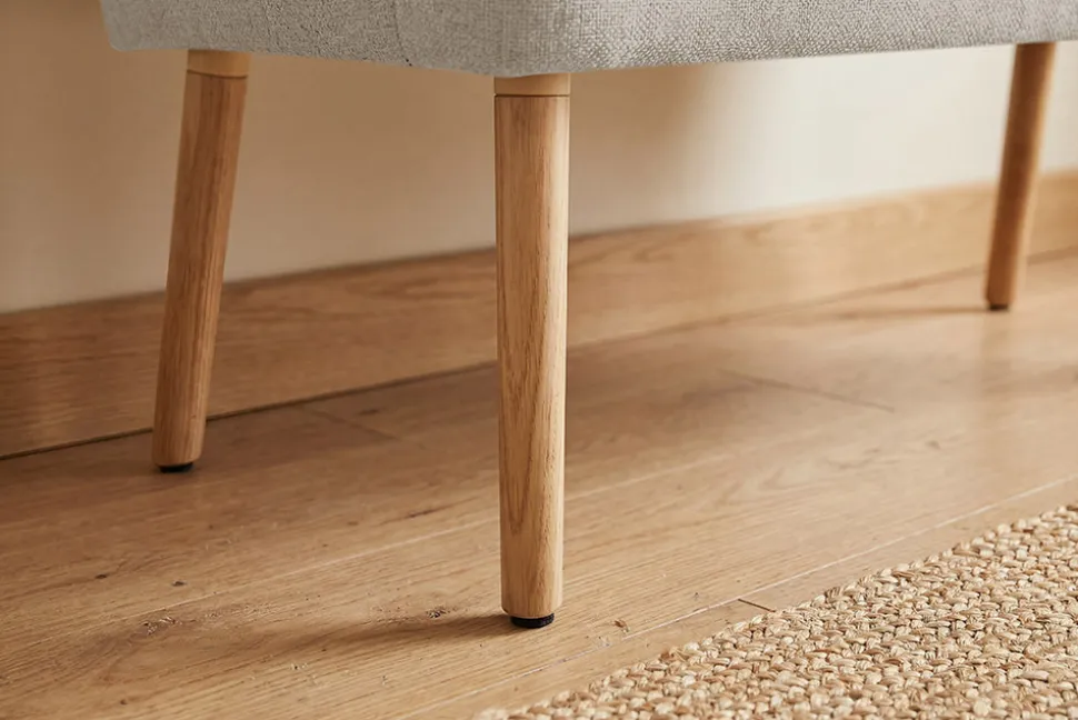 Nordische Sitzbank SCANDINAVIA MEISTERSTÜCK 115cm beige natur Massivholz mit Armlehne