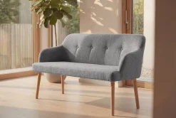 Nordische Sitzbank SCANDINAVIA MEISTERSTÜCK 115cm grau natur Massivholz mit Armlehne