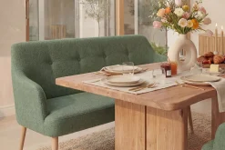 Nordische Sitzbank SCANDINAVIA MEISTERSTÜCK 115cm salbei natur Massivholz mit Armlehne