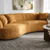 Organisches Sofa ATELIER 230cm senfgelb Samt 3-Sitzer Couch inkl. Kissen