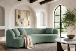 Organisches Sofa ATELIER 230cm salbei Bouclé 3-Sitzer Couch inkl. Kissen