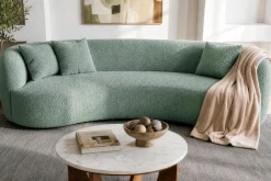Organisches Sofa ATELIER 230cm salbei Bouclé 3-Sitzer Couch inkl. Kissen