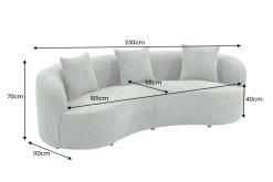 Organisches Sofa ATELIER 230cm salbei Bouclé 3-Sitzer Couch inkl. Kissen