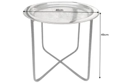 Orientalischer Beistelltisch CASABLANCA 50cm silber schwarz Tablett abnehmbar klappbar