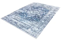 Orientalischer XXL Teppich OLD MARRAKESCH 350x240cm grau blau Flachgewebe