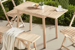 Outdoor Balkontisch BALI 110cm natur hell Akazienholz ausklappbar wetterfest