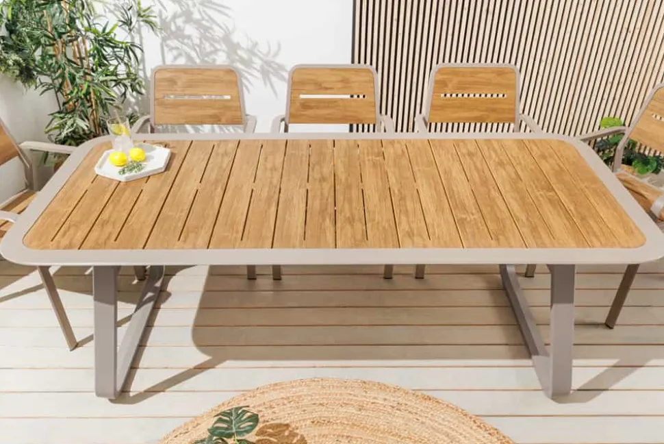 Outdoor Esstisch ORGANIC 200cm natur Kunststoff greige Aluminium Gartentisch wetterfest