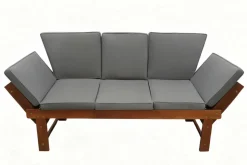Outdoor Garten Sitzbank MODULAR 200cm natur grau Akazie mit Tisch inkl. Kissen klappbar