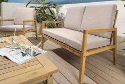 Outdoor Garten-Sitzgruppe BALI 110cm natur beige Akazie Massivholz wetterfest