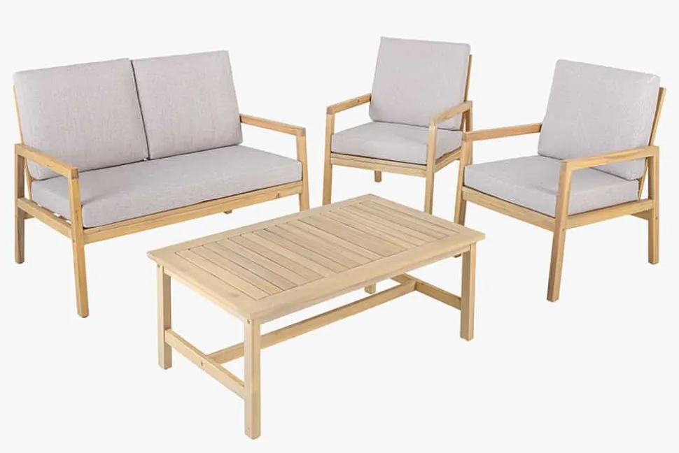 Outdoor Garten-Sitzgruppe BALI 110cm natur beige Akazie Massivholz wetterfest