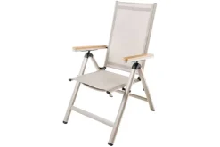 Outdoor Gartenstuhl DESIGNO taupe Aluminium klappbar wetterfest Hochlehner