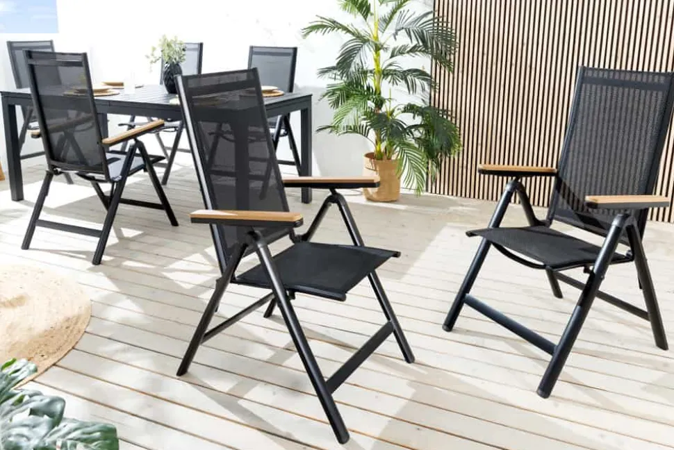 Outdoor Gartenstuhl DESIGNO anthrazit Aluminium klappbar wetterfest Hochlehner