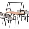 Outdoor Gartentisch RIO 190cm anthrazit Aluminium Massivholz mit Dekostange wetterfest