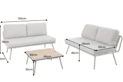Outdoor Lounge Sitzgruppe MOBILE MODULAR greige mit Tisch wetterfest