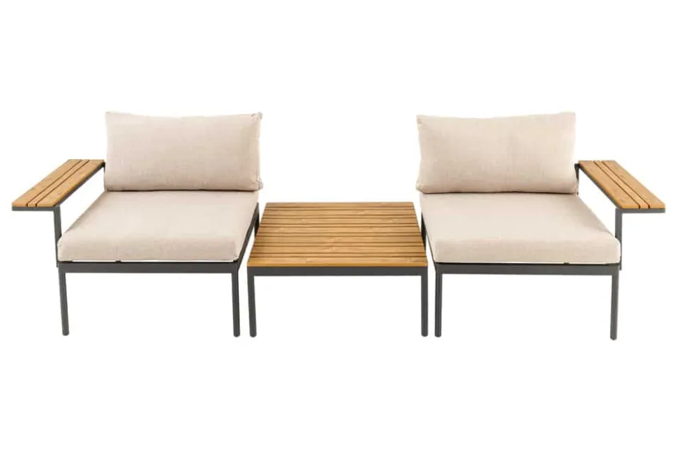 Outdoor Lounge Sitzgruppe MOBILE MODULAR 240cm anthrazit greige inkl. Kissen