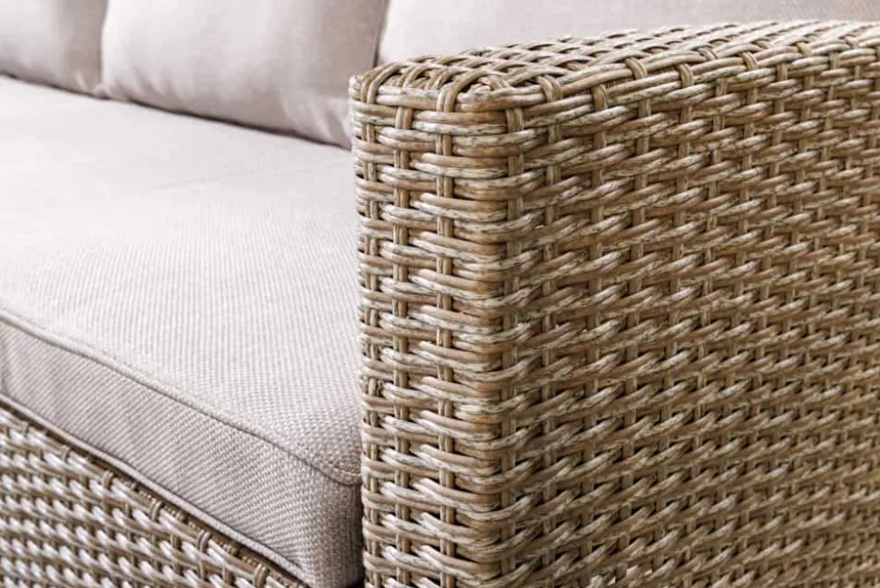 Outdoor Sitzgruppe MONACO 240cm natur Polyrattan Gartenmöbel-Set Ecklounge wetterfest