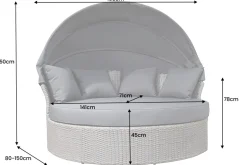 Outdoor Sonneninsel PLAYA LIVING 165cm grau Polyrattan Aluminium inkl. Kissen wetterfest