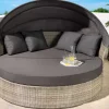 Outdoor Sonneninsel PLAYA LIVING 165cm hellgrau Polyrattan Aluminium inklusive Kissen wetterfest