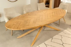Ovaler Esstisch WOOD SCULPTURE 240cm natur Pinienholz recycelt Sterngestell