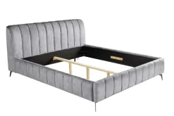 Retro Bett AMSTERDAM 160x200cm grau Samt schwarz Metall Polsterbett