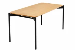 Retro Couchtisch DESIGNO 90cm Eiche Holz-Design schwarz Metallgestell
