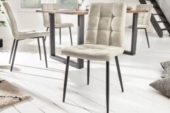 Retro Design Stuhl MODENA stone grau mit Ziersteppung