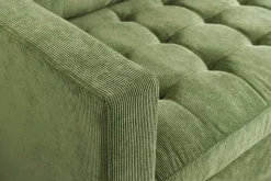 Retro Ecksofa STOCKHOLM 220cm grün Cordstoff Federkern 3-Sitzer