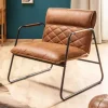 Retro Lounge Sessel MUSTANG LOUNGER antik hellbraun mit Ziersteppung