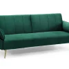 Retro Schlafsofa DIVANI 220cm smaragdgrün Samt goldene Metallfüße 3-Sitzer mit Bettfunktion