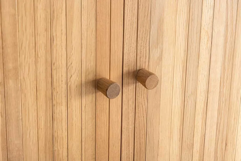 Retro Sideboard VALHALLA WOOD 160cm natur Eichenholz Schiebetüren