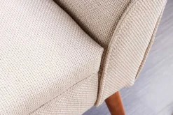 Retro Sitzbank SCARLETT 90cm beige Strukturstoff mit Armlehnen