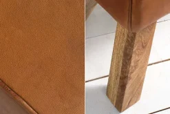 Retro Sitzbank TURNBOCK 134cm mit Echtleder Bezug Mangoholz Bank