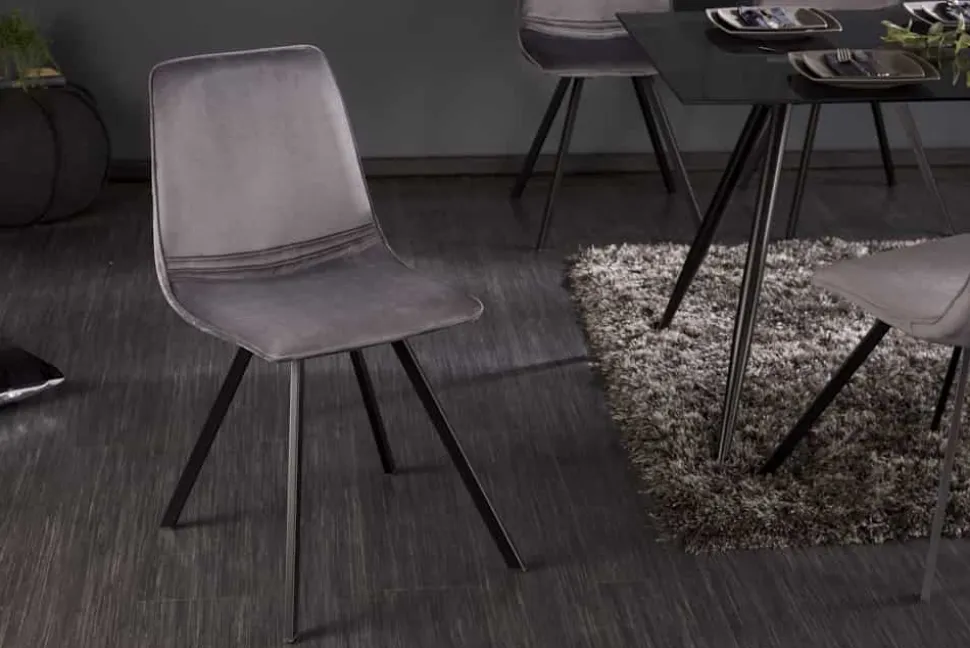 Retro Stuhl AMSTERDAM CHAIR dunkelgrau Samt Designklassiker