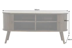 Retro TV-Board VALHALLA WOOD 160cm smoked Eichenholz Schiebetüren Lowboard