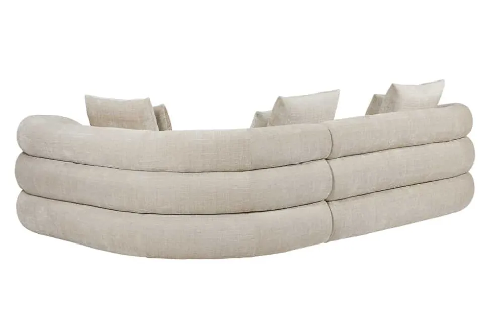 Retro Wohnlandschaft VOGUE 290cm beige Chenille XXL-Sofa organische Form inkl. Kissen