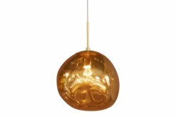 Runde Hängelampe LIQUID DIAMOND 20cm gold Glas Stahl Kugelleuchte
