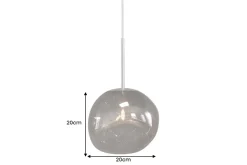 Runde Hängelampe LIQUID DIAMOND 20cm smoke Glas Stahl Kugelleuchte